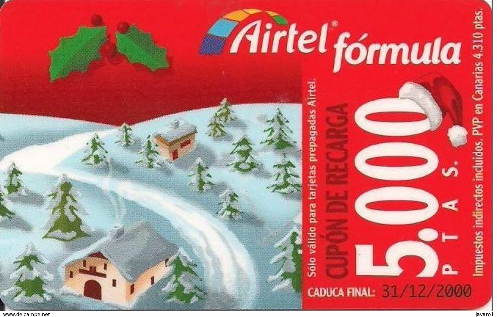 SPAIN MOB2 Airtel : 5000 Pta CHRISTMAS USED - Other & Unclassified