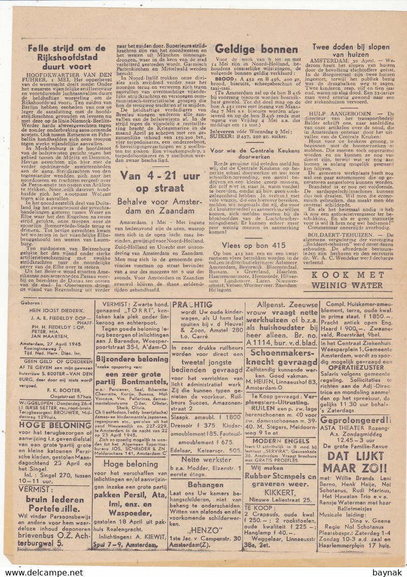 NEDERLAND --  WW2  --  LOT  --  4 x  ,, HET VOLK ,, + 2 x  ,, TROUW ,, + 1 x  ,, HET PAROOL ,,  ( BACK SIDE BLANCO )  --