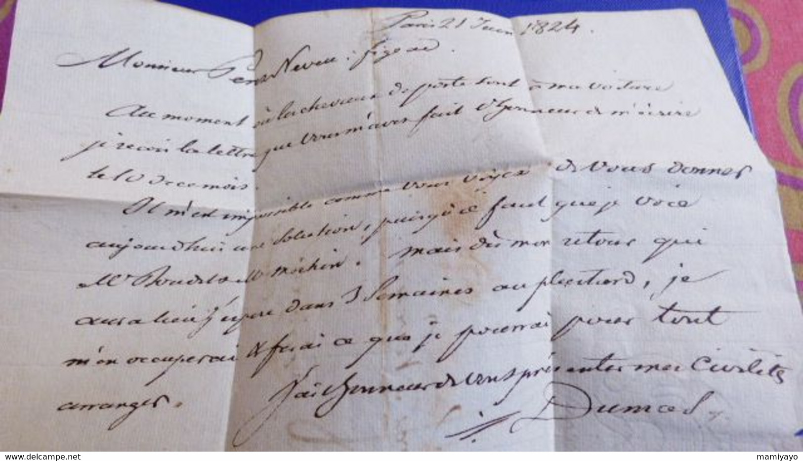Lettre De PARIS Pour Figeac (Cantal ) -erreur D'adresse ! Juin 1824 - 1801-1848: Précurseurs XIX