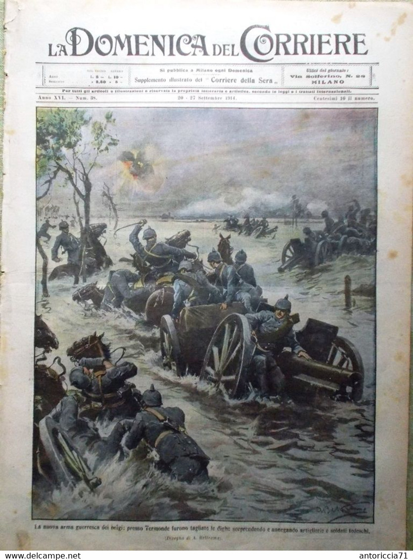 La Domenica Del Corriere 20 Settembre 1914 WW1 Belgio Tedeschi Aeronautica Vitto - Weltkrieg 1914-18