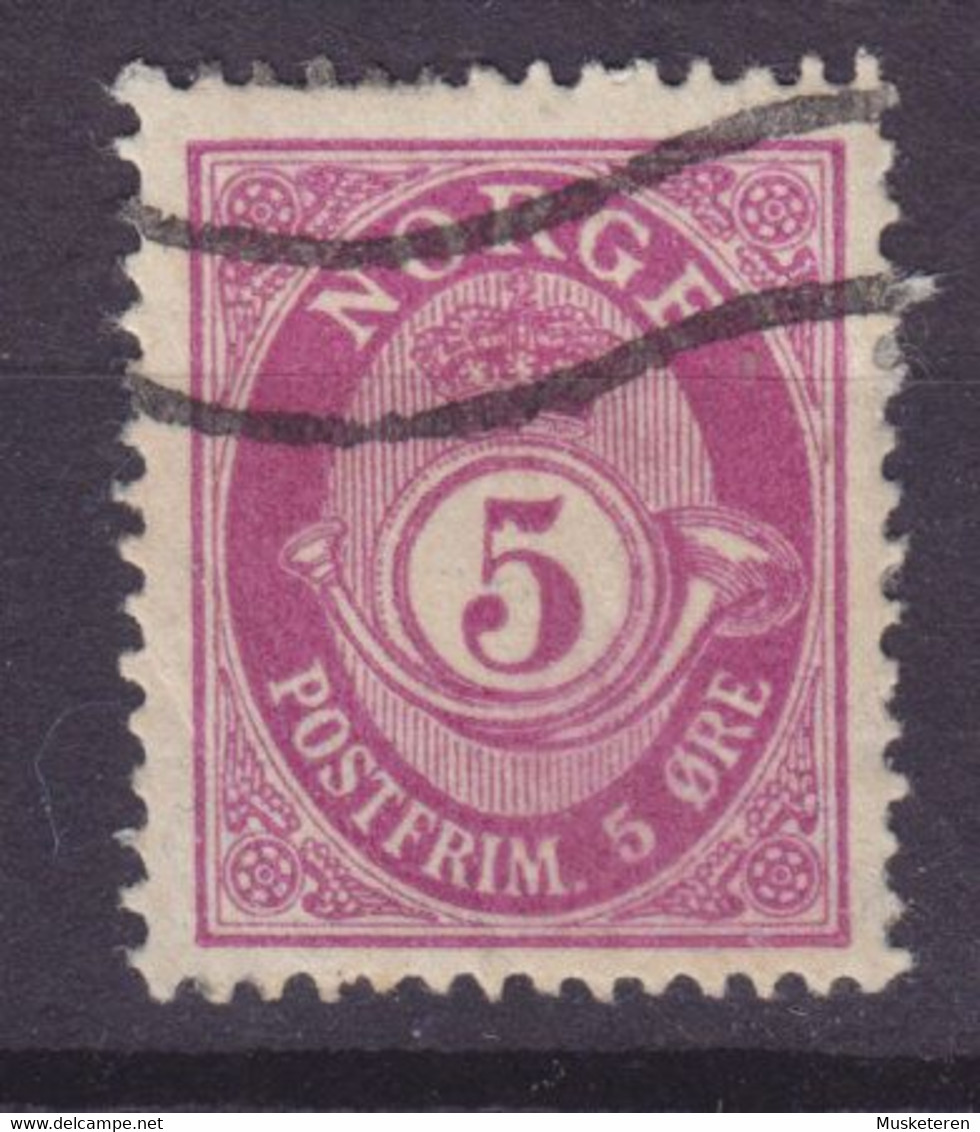 Norway 1921 Mi. 96a    5 Øre Posthorn ERROR Variety 'Bump In 5' (2 Scans) - Variétés Et Curiosités