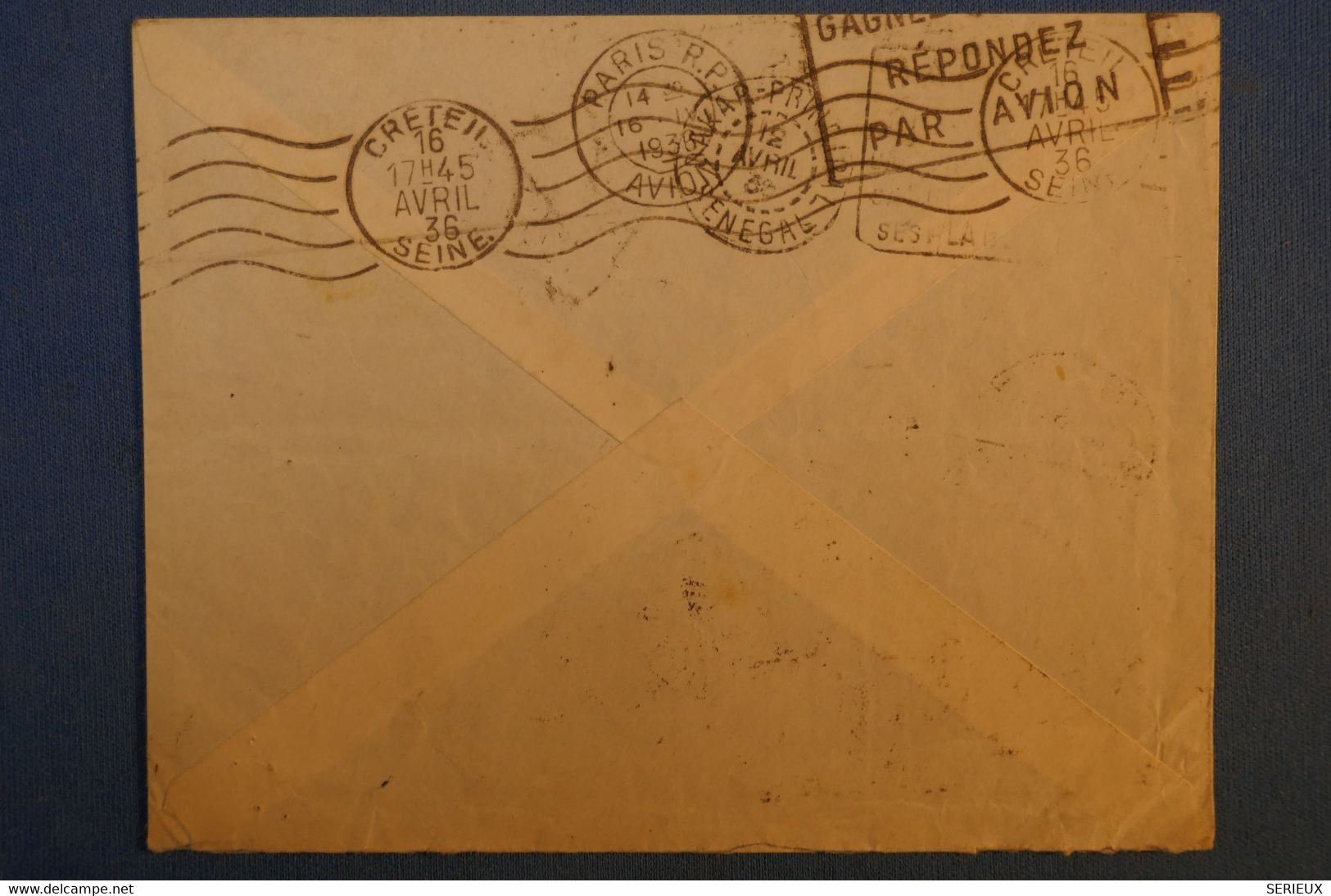 F4 HAUTE VOLTA C IVOIRE BELLE LETTRE 1936 PAR AVION ABIDJAN POUR CRETEIL+ TAXE MANUSCRITE - Briefe U. Dokumente