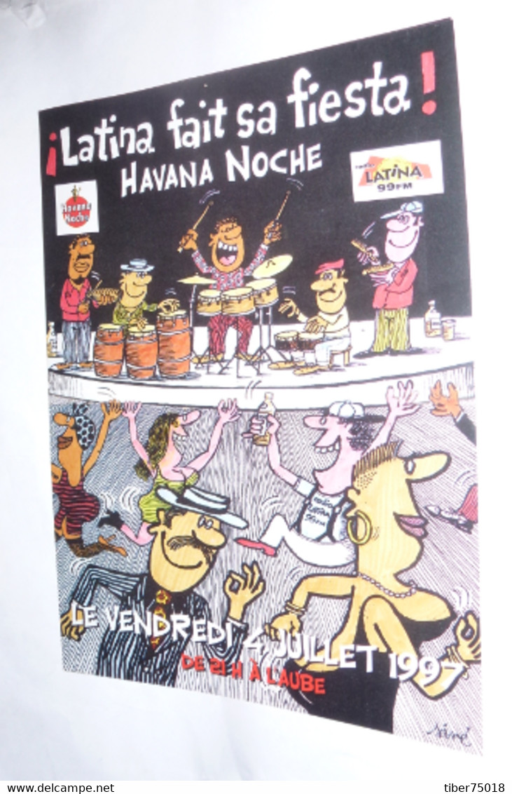 Affichette Publicitaire "Latina Fait Sa Fiesta" Havana Noche - Illustration : Siné - Sine