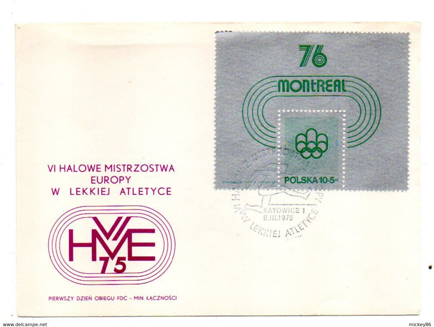 Pologne -- 1975 -- Jeux Olympiques De Montréal 76  --- Cachet KATOWICE  8-3-1975 - Brieven En Documenten