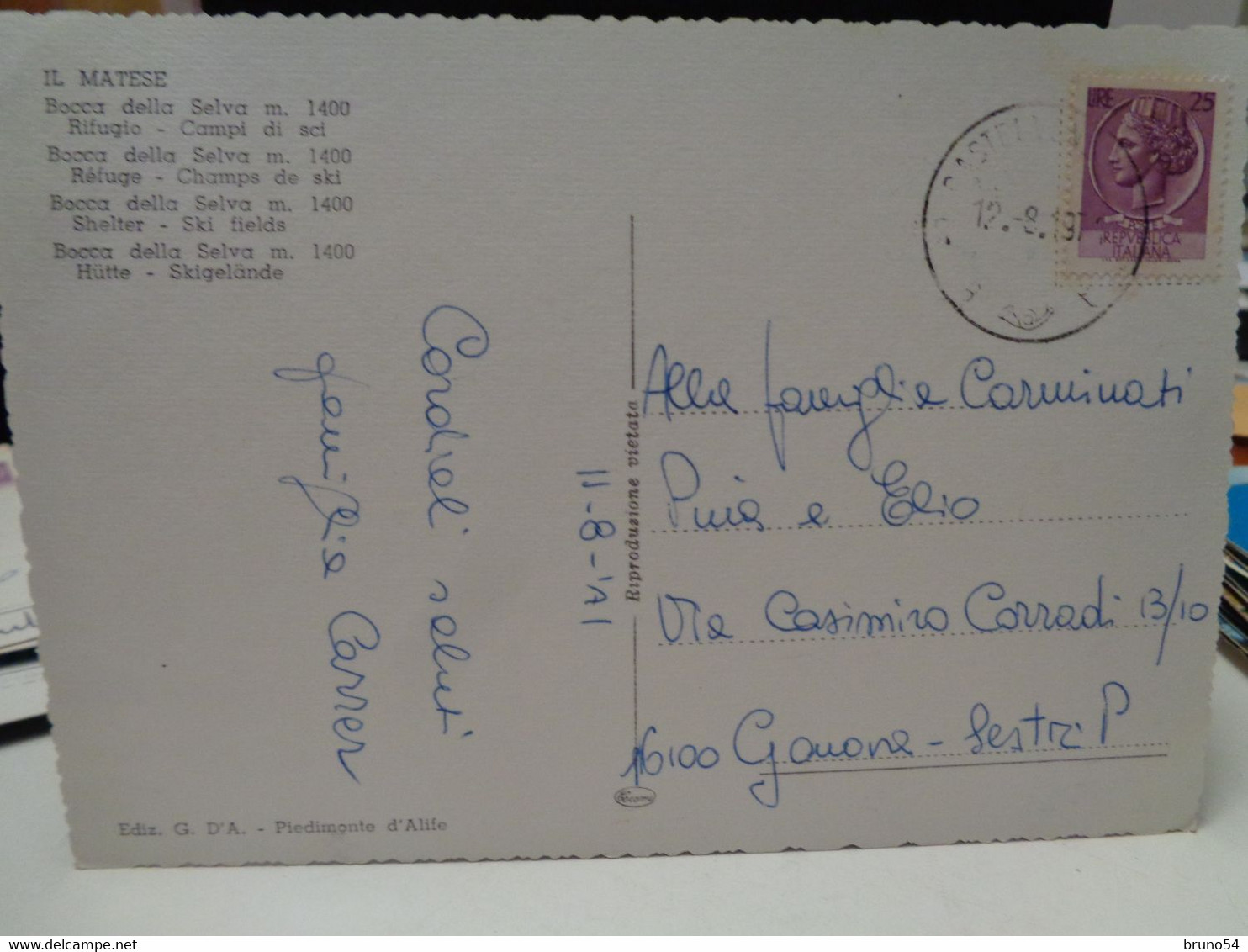Cartolina Bocca Della Selva Matese Prov Benevento Rifugio Campi Da Sci 1971 - Benevento