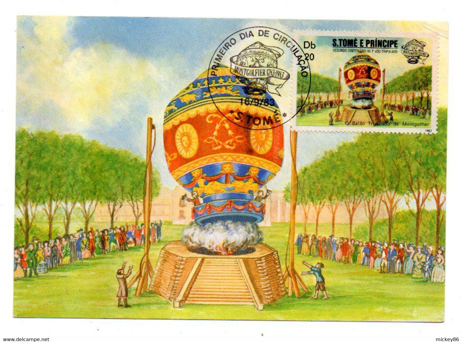 SAO TOME E PRINCIPE  --1983-- FDC Carte Postale  " 200ans Du 1er Vol En Montgolfière " (ballon) - Sao Tome And Principe