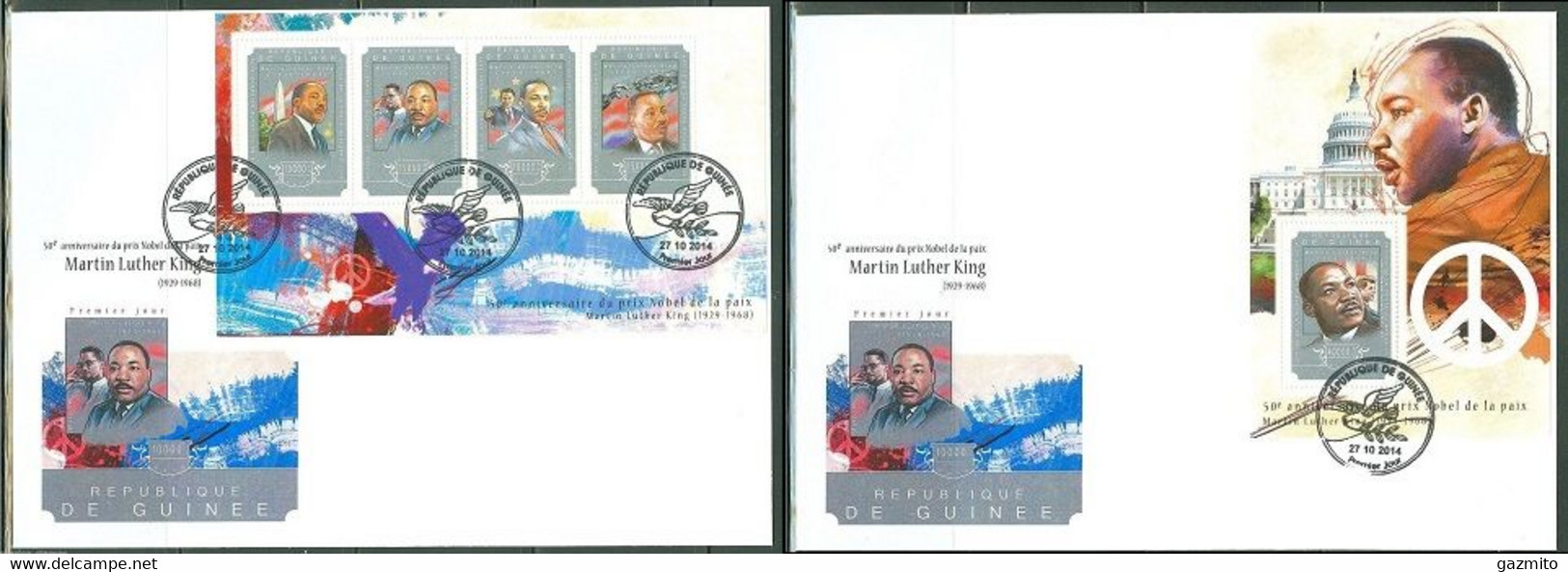 Guinea 2014, Martin Luter King, 4val In BF+BF In 2FDC - Martin Luther King