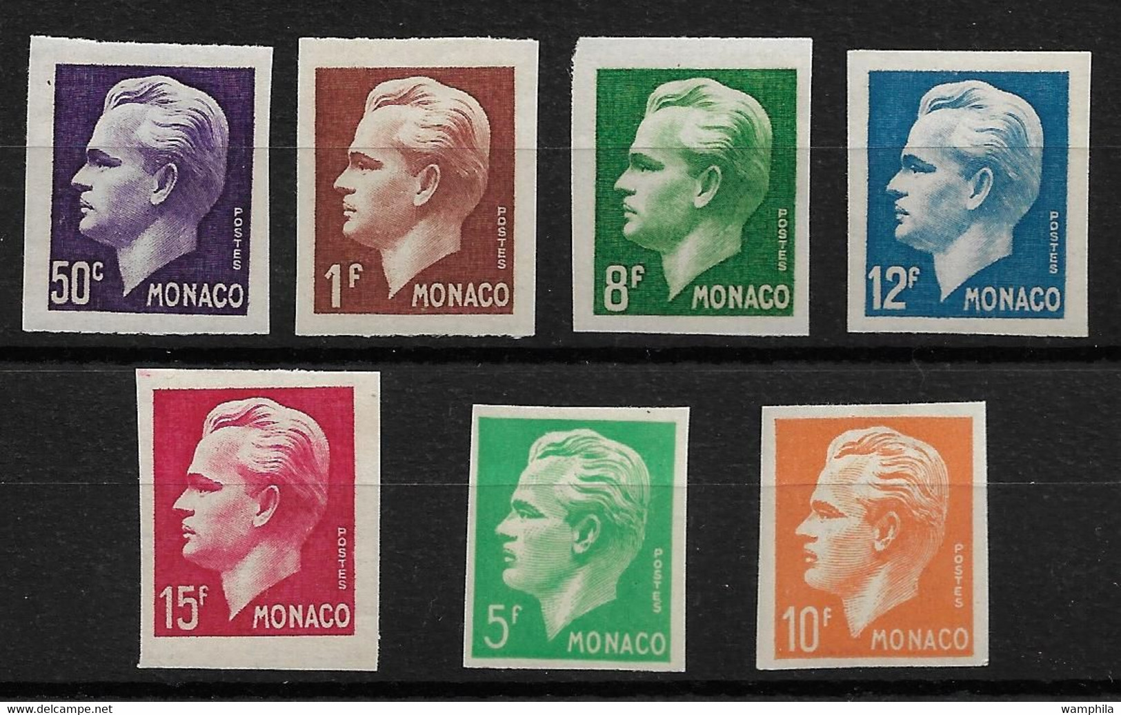 Monaco 344/350** Rainier III. Non Dentelés. Cote 85€. - Variétés