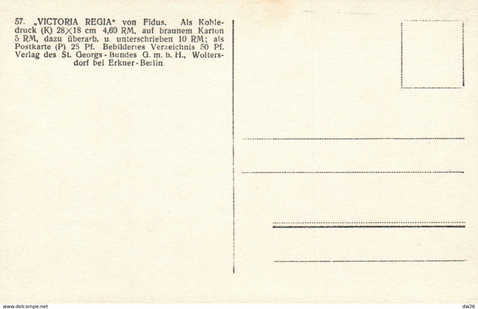 Illustration Fidus - Victoria Regia (Reine, Nénuphars Géants) Erkner-Berlin - Carte N° 57 Non Circulée - Fidus