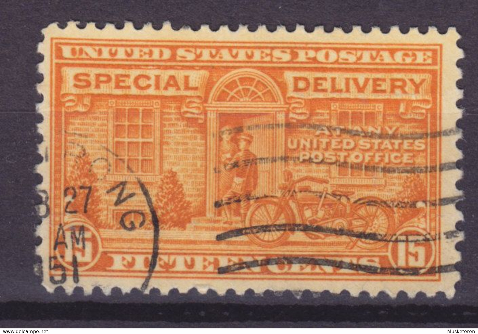 United States 1931 Mi. 295 C    15c. Special Delivery Mailmann & Harley-Davidson Motorcycle Perf. 11 X 10½ - Special Delivery, Registration & Certified