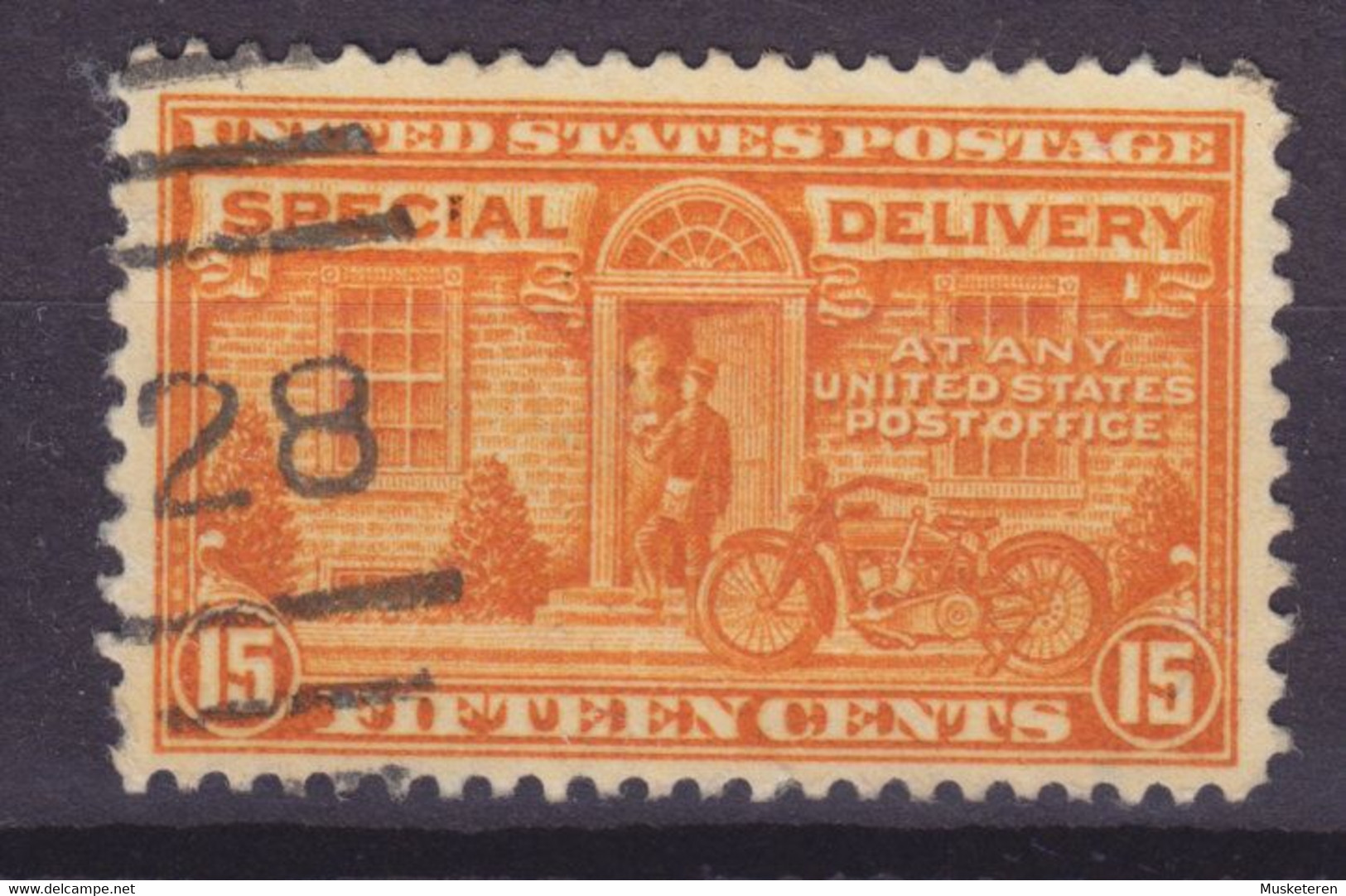 United States 1931 Mi. 295 C    15c. Special Delivery Mailmann & Harley-Davidson Motorcycle Perf. 11 X 10½ - Special Delivery, Registration & Certified