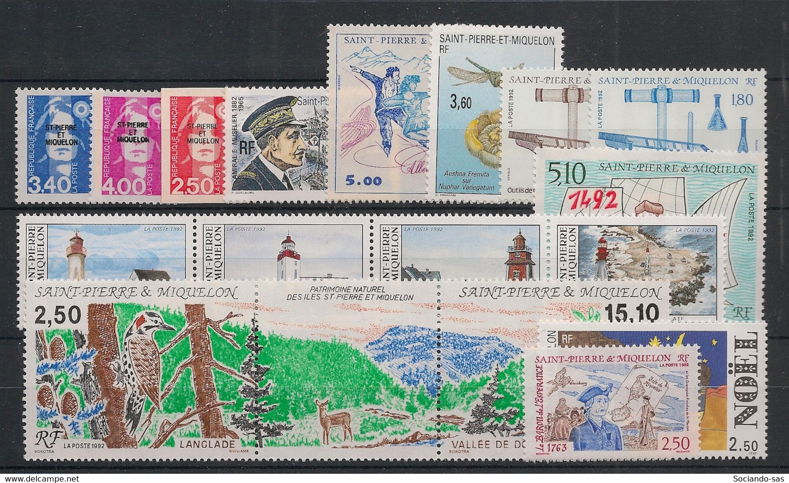 SPM - Année Complète 1992 - N°Yv. 555 à 571 - 16 Valeurs - Neuf Luxe ** / MNH / Postfrisch - Full Years