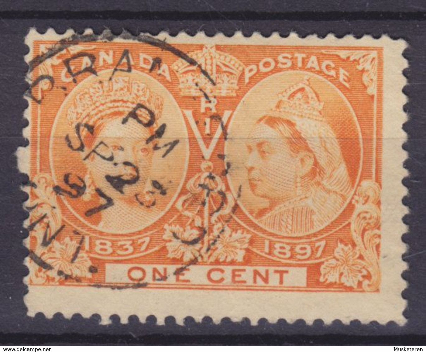 Canada 1897 Mi. 39    1c. Queen Victoria Coronation Jubilee ERROR Variety 'BIG Perf. Tooth' - Abarten Und Kuriositäten