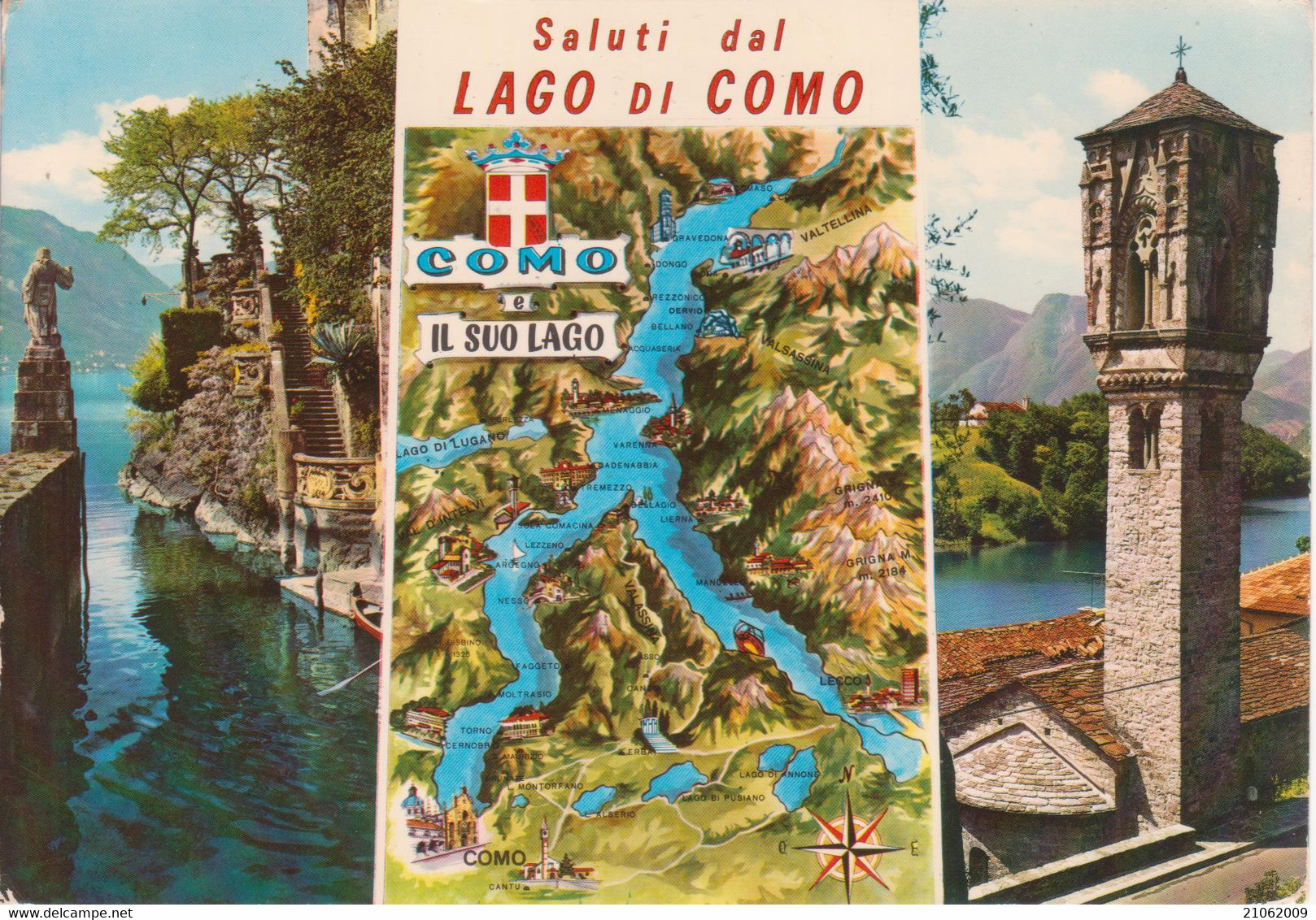 LENNO - PUNTA BALBIANELLO E TORRE GOTICA - LAGO DI COMO - CARTA GEOGRAFICA FISICA - VEDUTINE MULTIVUES - VIAGGIATA 1984 - Other & Unclassified