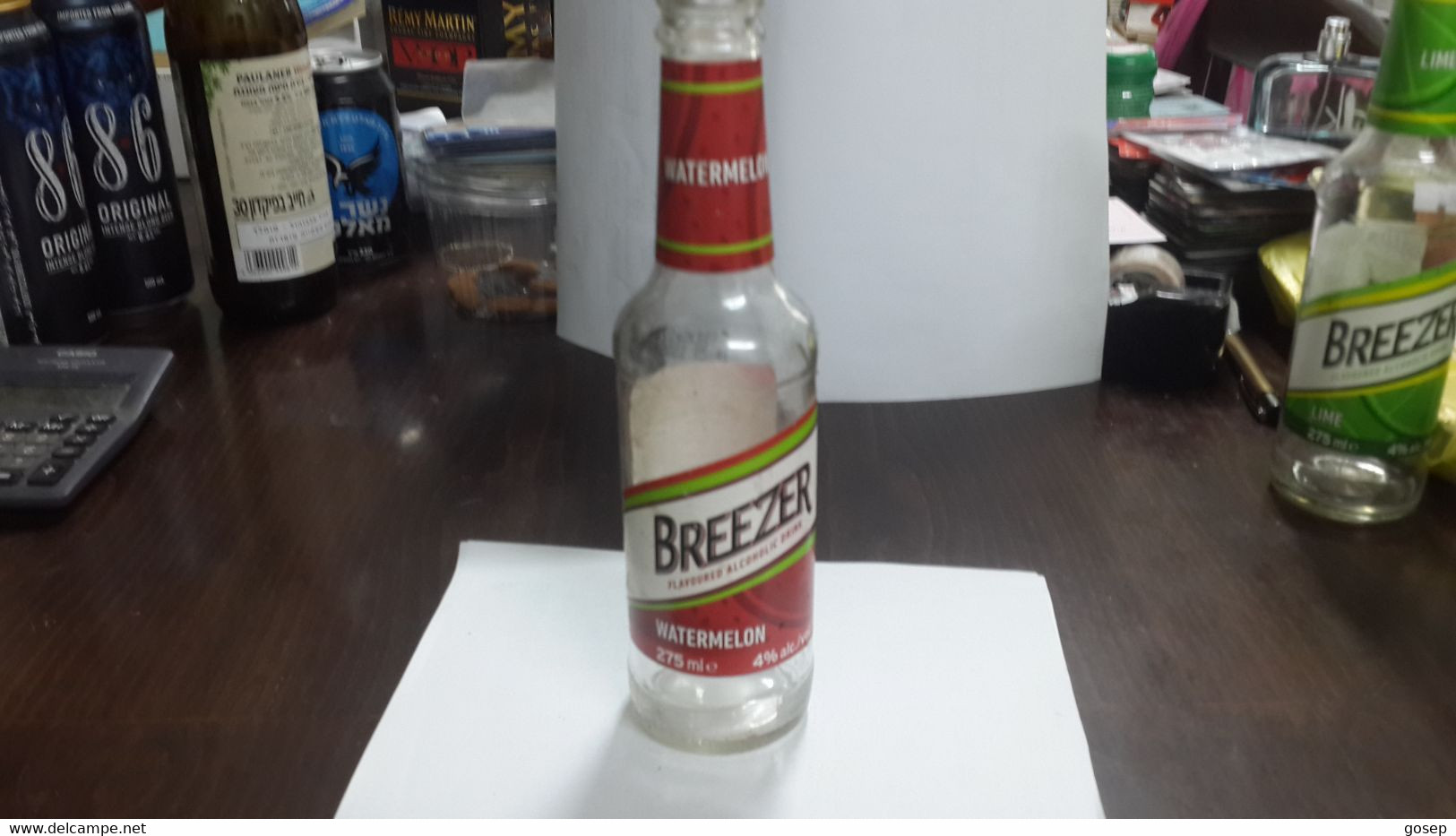 Israel-bottle Glass-breezer Flavoured Watermelon-(275ml)-(4%)-impoter And Marketing Tempo-netanya - Sonstige & Ohne Zuordnung