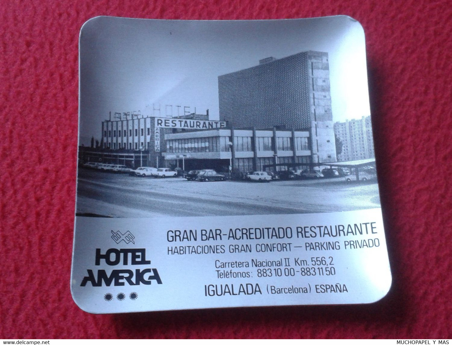 ASCHENBECHER ANTIGUO CENICERO ASHTRAY CENDRIER HOTEL AMÉRICA IGUALADA BARCELONA ESPAÑA GRAN BAR RESTAURANTE RESTAURANT.. - Metal