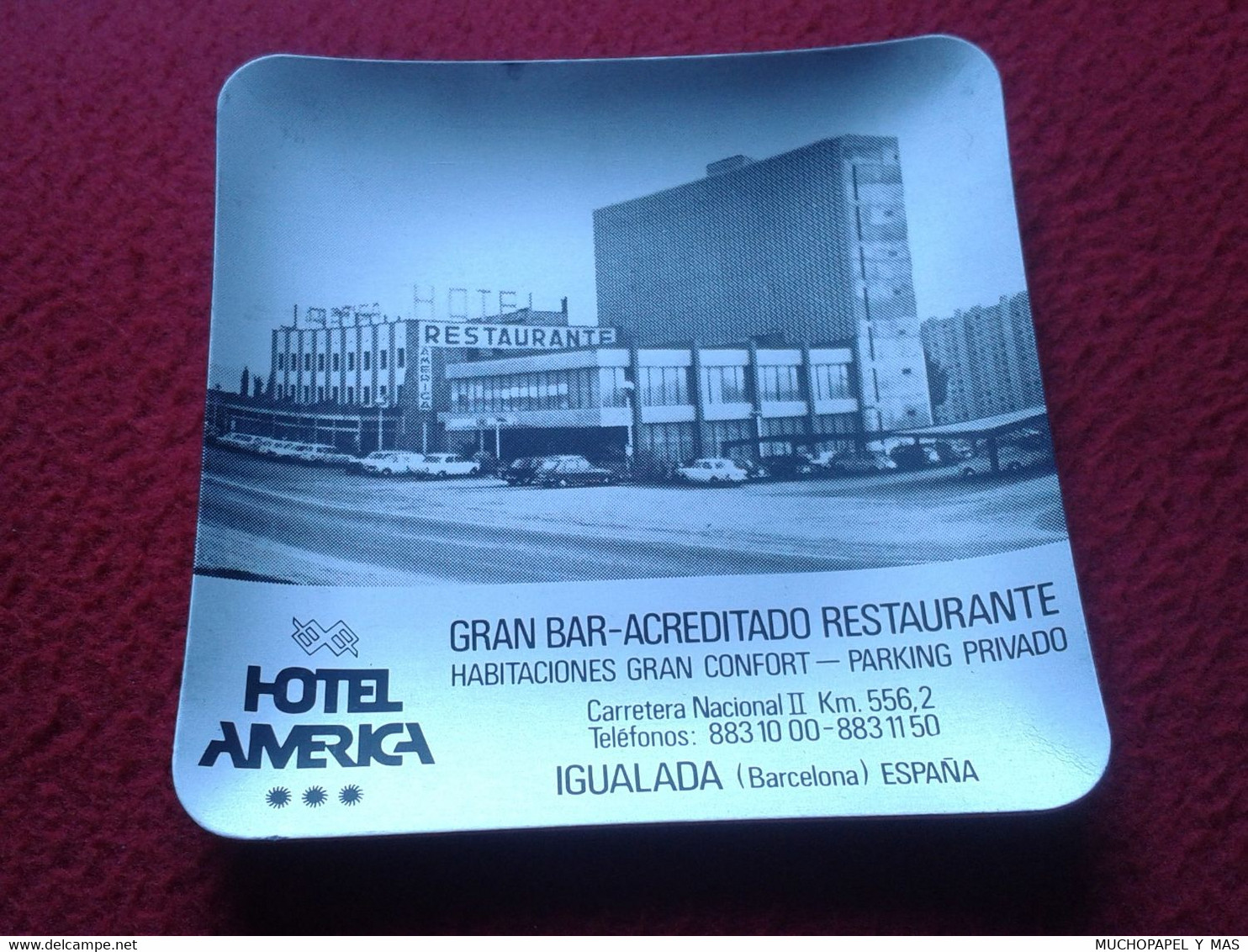 ASCHENBECHER ANTIGUO CENICERO ASHTRAY CENDRIER HOTEL AMÉRICA IGUALADA BARCELONA ESPAÑA GRAN BAR RESTAURANTE RESTAURANT.. - Metal