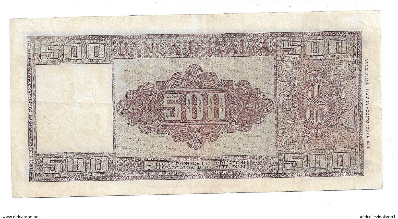 29603) 500 LIRE ITALIA ORNATA DI SPIGHE MEDUSA DECR 20 MARZO 1947-SPL - 500 Lire