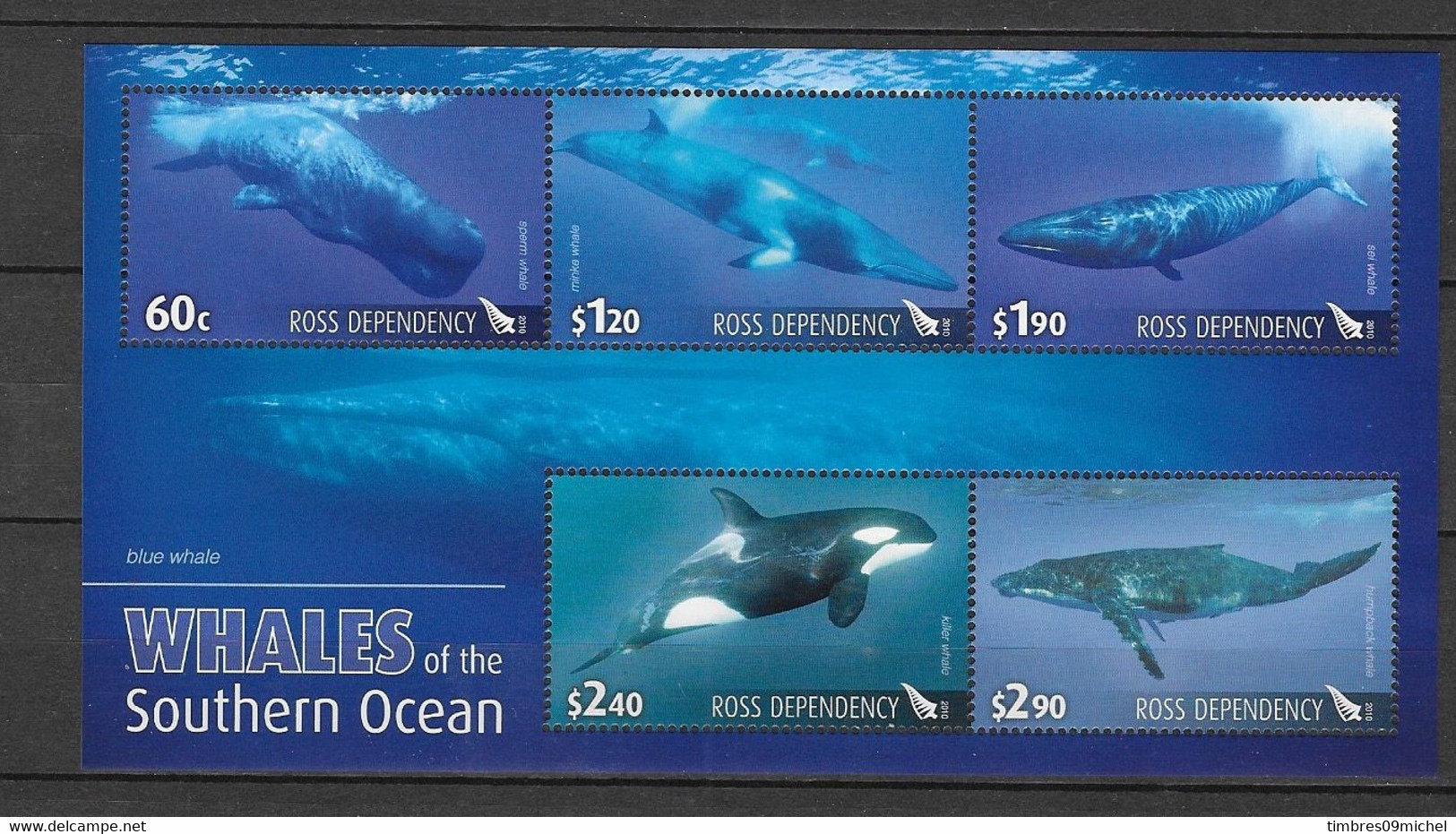 Dépendance De Ross (Nouvelle Zélande) Bloc Feuillet N° 2** Faune Baleines - Unused Stamps