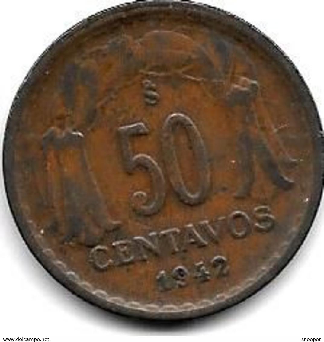 *chile 50 Centavos 1942 Km 178    Vf+ - Chili