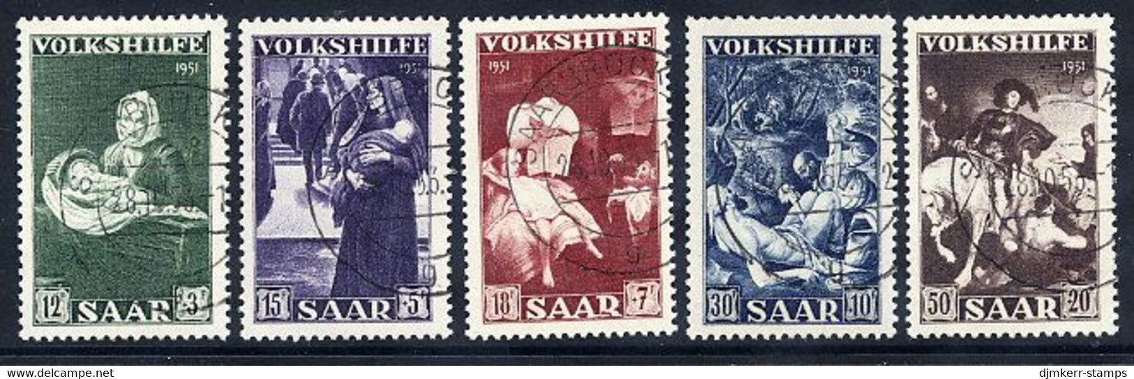 SAAR (French Occupation) 1951 National Relief Fund Set Of Five Values. Fine Used. Michel 309-313. - Gebruikt