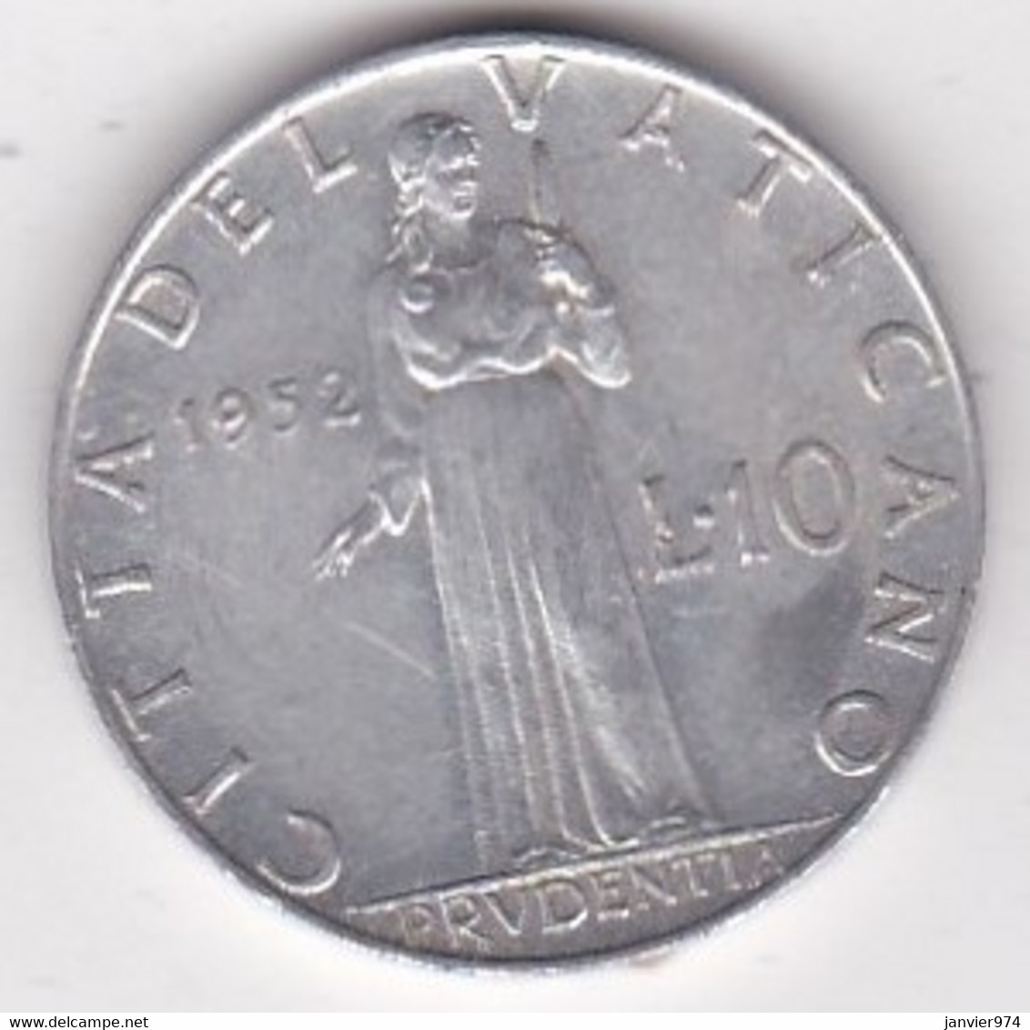 Vatican 10 Lire 1952 Année XIV Pie XII, En Aluminium, KM# 52 - Vaticano