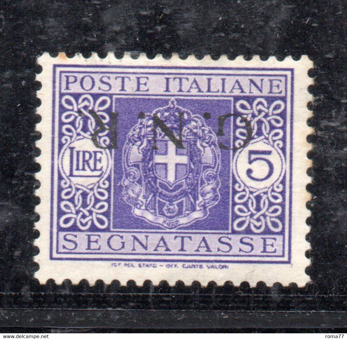 2061 490 - GNR REPUBBLICA SOCIALE 1944 , Segnatasse  5 Lire N. 57a  * Linguella. DIFETTI - Portomarken