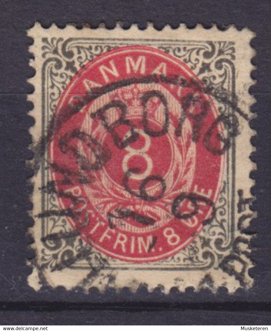 Denmark 1875 Mi. 25    8 Øre Wappen SCARCE ERROR Variety 'Cut Off Top' Afhøvlet Øvre Ramme, Lapidar KALUNDBORG Cancel - Varietà & Curiosità