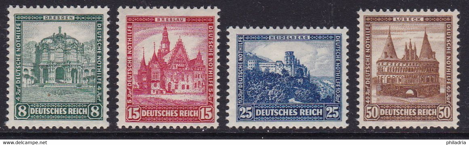 German Reich, 1931, Nothlfe, Buildings, Mi. 459/52, Hinged - Ongebruikt