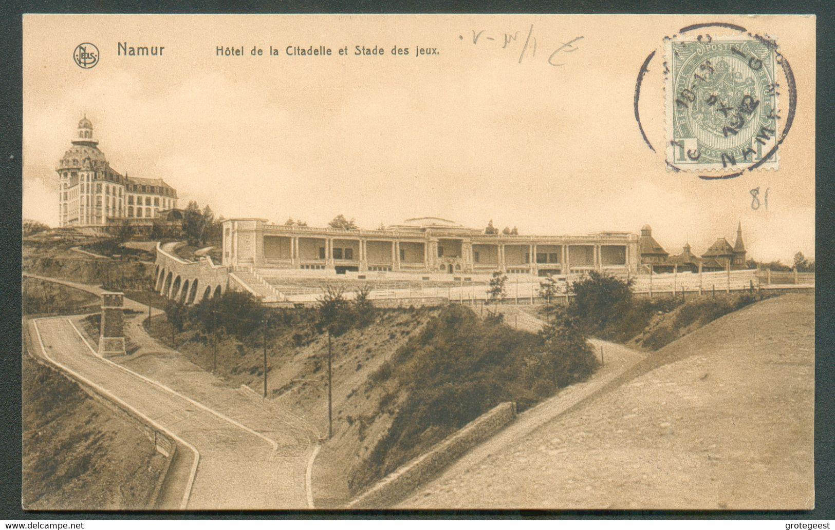 N°81 Obl. Sc NAMUR Au Verso D'une CV Du 6-X-1912 Vers Verviers + Griffe PAR VERVIERS - TB - 16997 - Langstempel