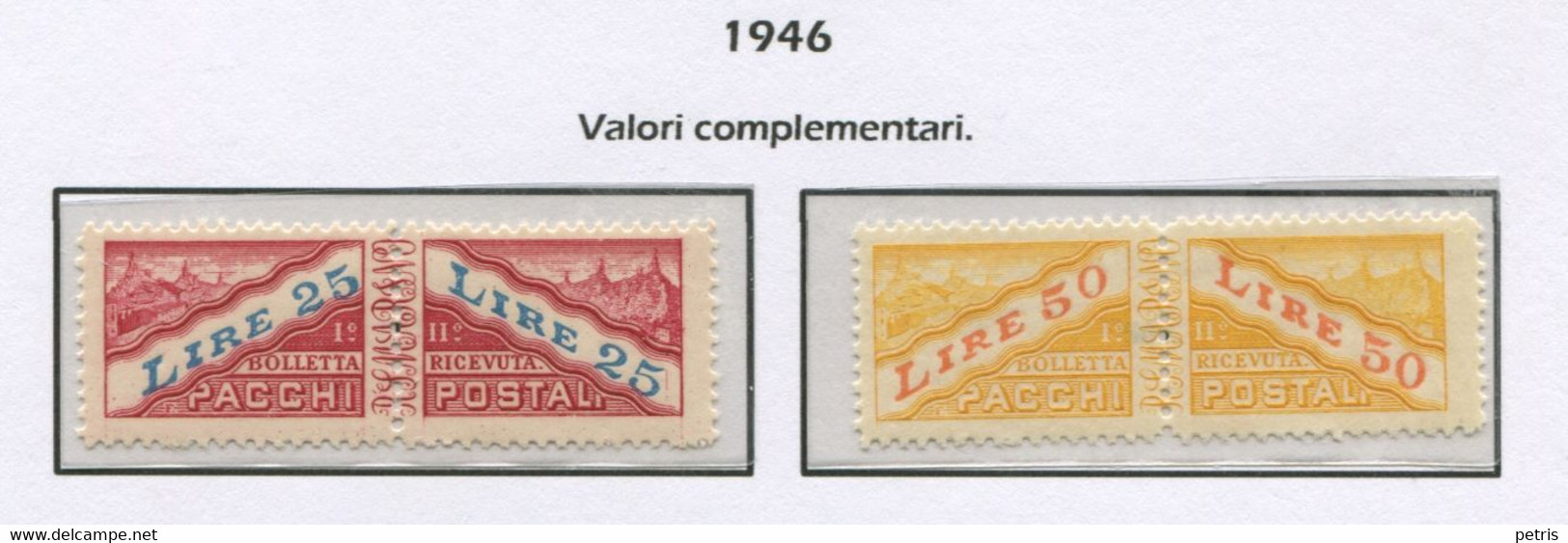 San Marino - 1946 Valori Complementari  MNH** Carta Non Trasparente - Paquetes Postales