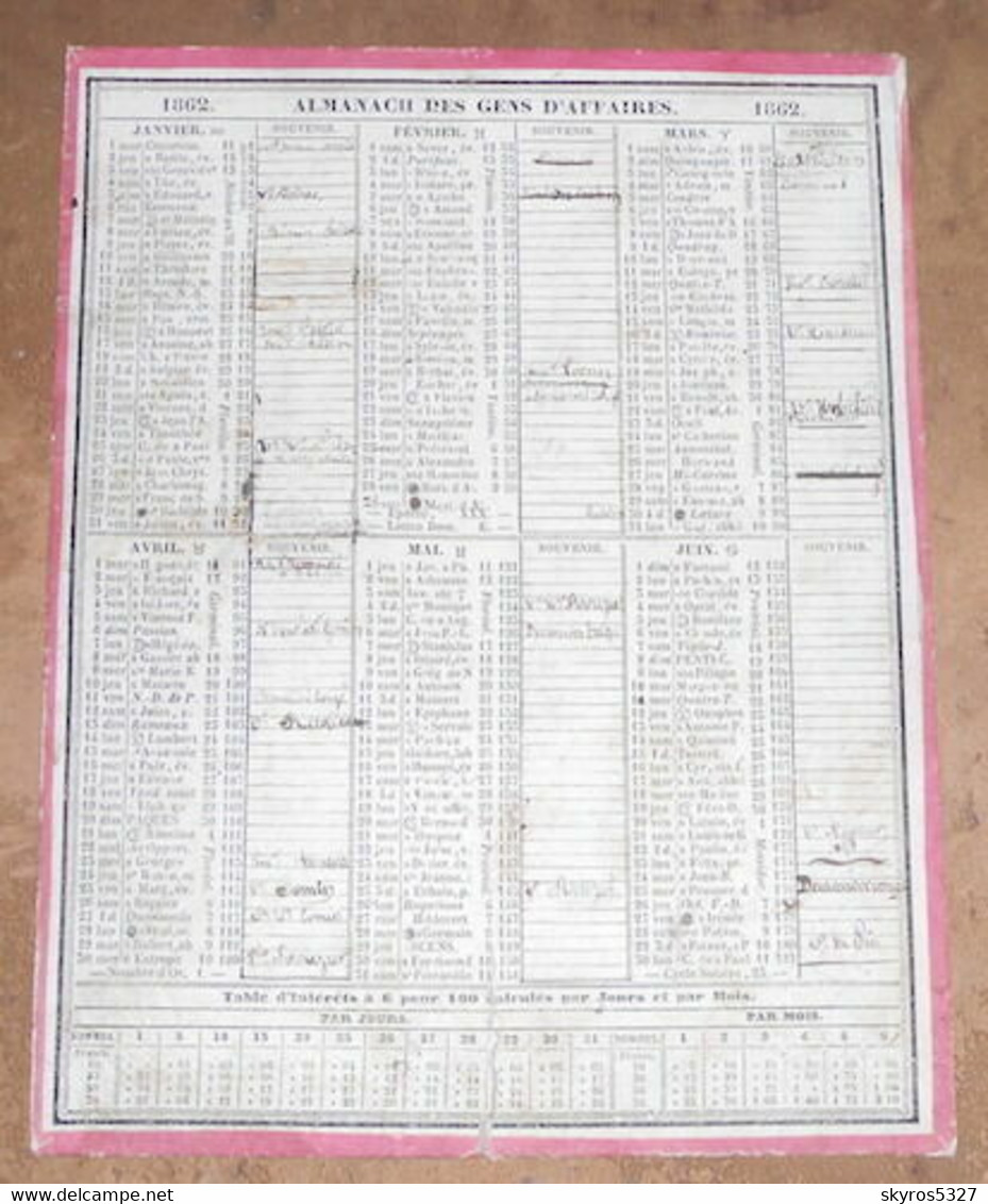 Almanach Des Gens D'Affaires 1862 - Big : ...-1900