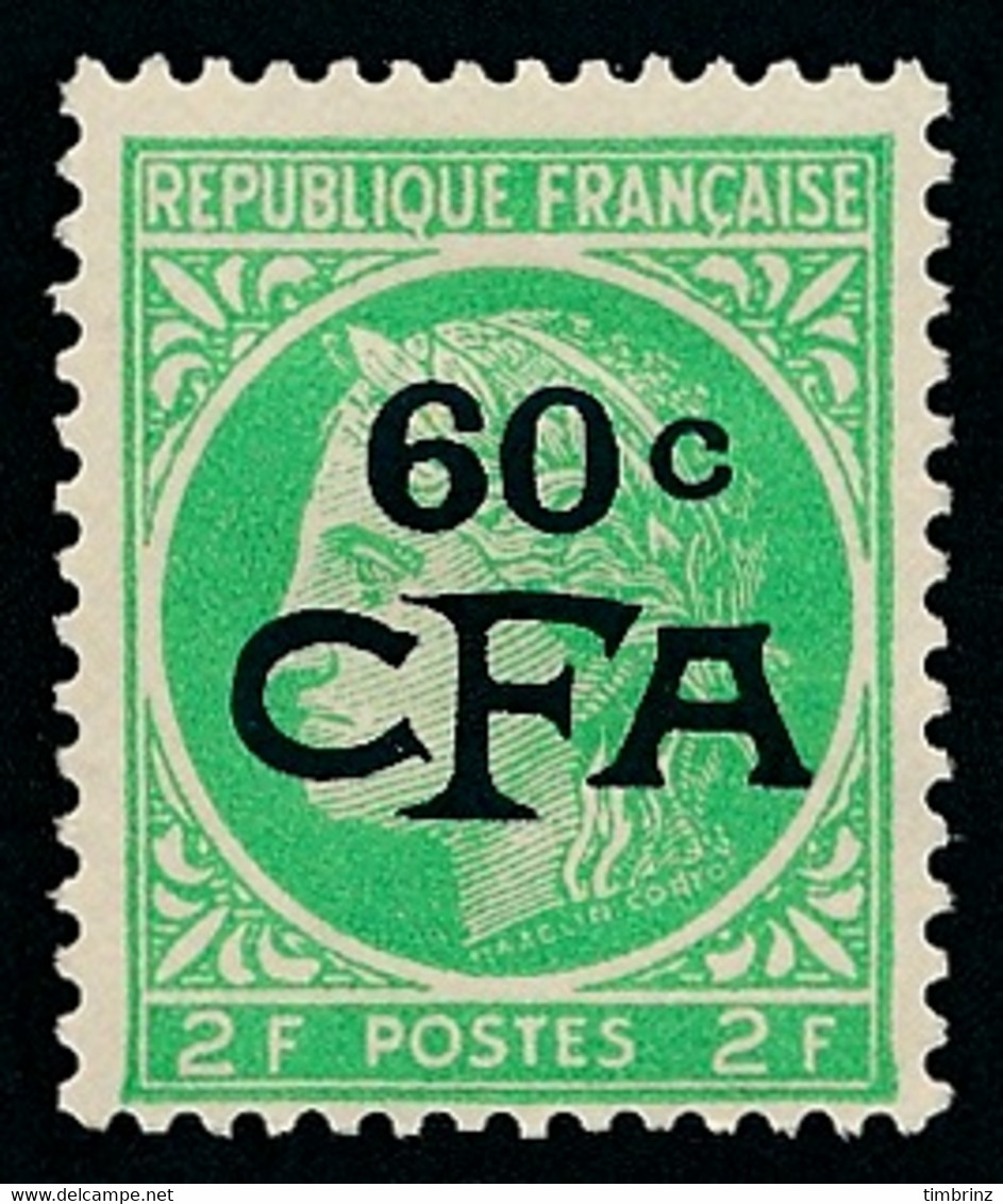 REUNION 1949-52 - Yv. 286 (=FR 680 + Surch) *   Cote= 5,10 EUR - Type Cérès De Mazelin 2f Vert-jaune  ..Réf.FRA29198 - Unused Stamps