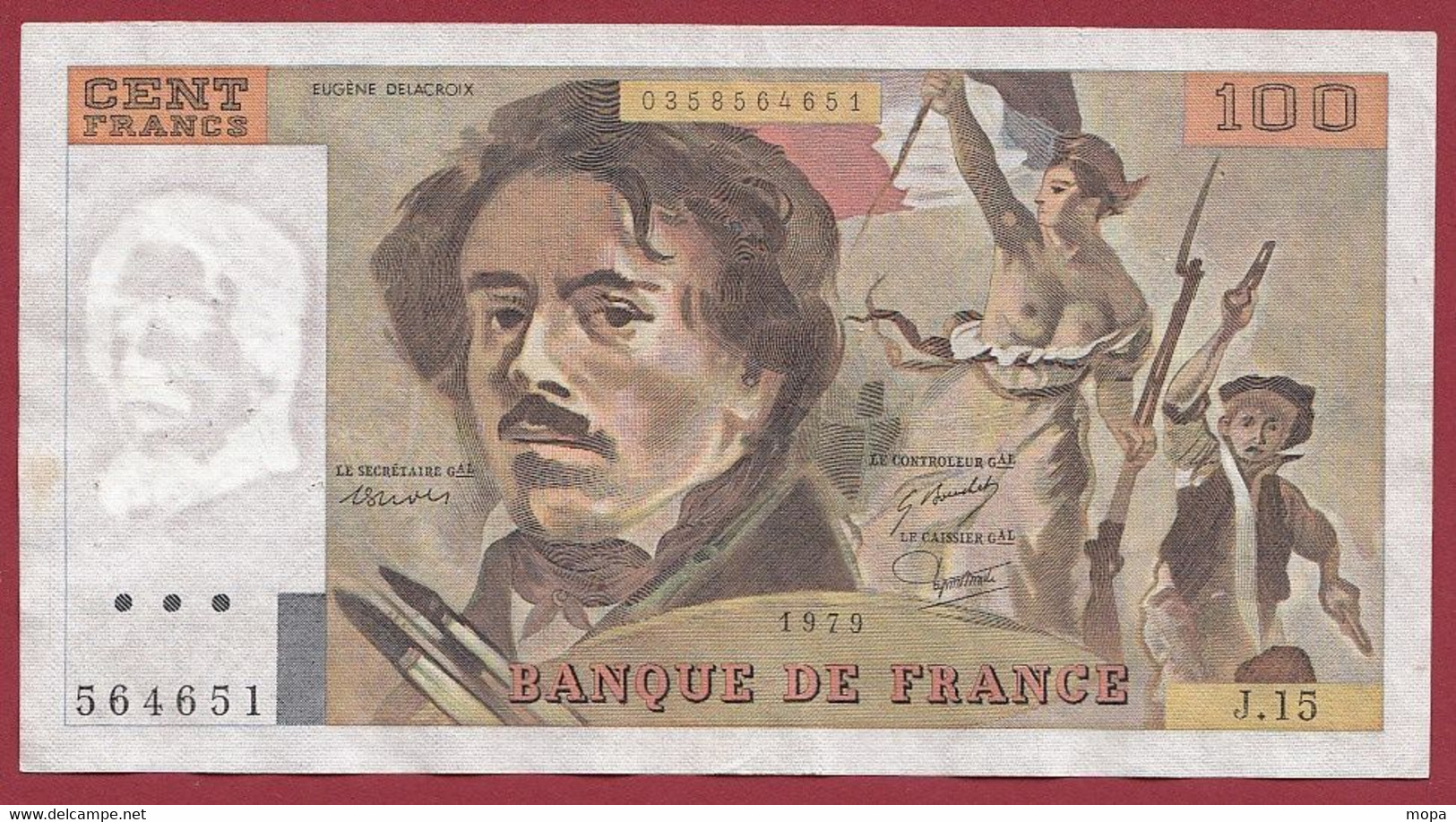 100 Francs "Delacroix" -----1979------ALPH .J.15-----DANS L ETAT - 100 F 1978-1995 ''Delacroix''