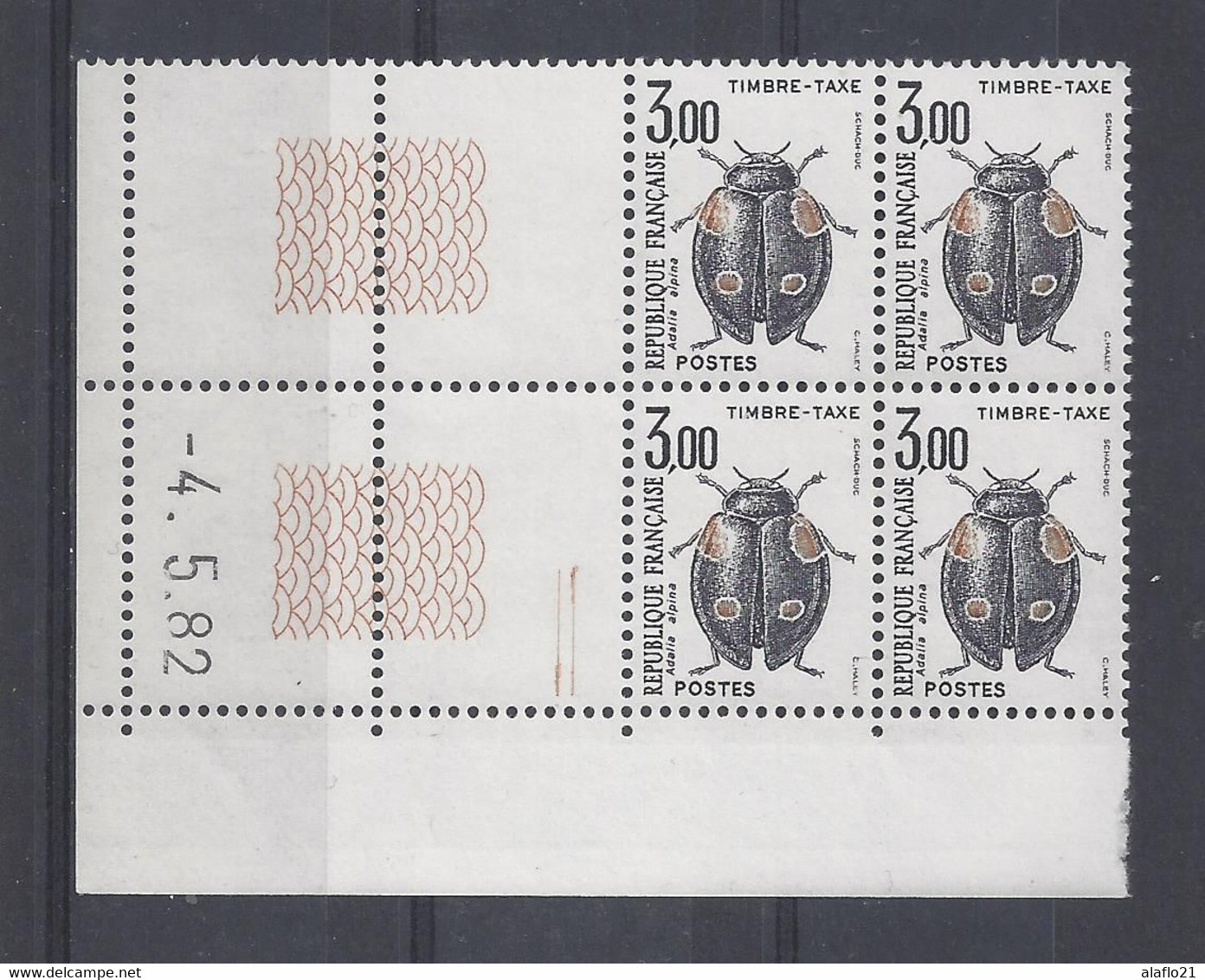 TAXE N° 111 - Bloc De 4 COIN DATE - NEUF SANS CHARNIERE - 4/5/82 - Portomarken