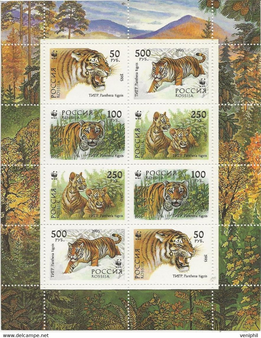 RUSSIE - TIGRES-  6029 A  -6032  EN FEUILLET - NEUF SANS CHARNIERE - ANNEE 1993 - Blocchi & Fogli