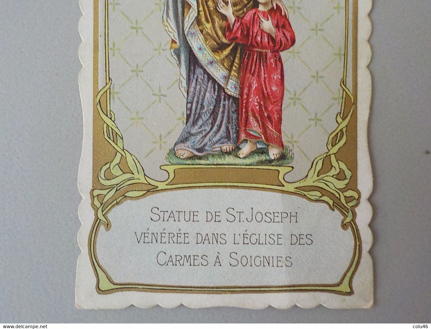 Ancienne Carte Image Pieuse Religieuse Eglise Des Carmes Soignies Statue De St Joseph - Soignies