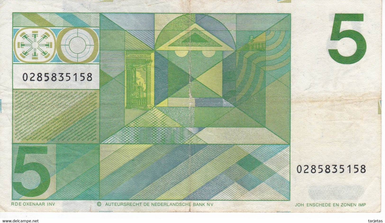 BILLETE DE HOLANDA DE 5 GULDEN DEL AÑO 1973  (BANKNOTE) VONDEL - 5 Gulden