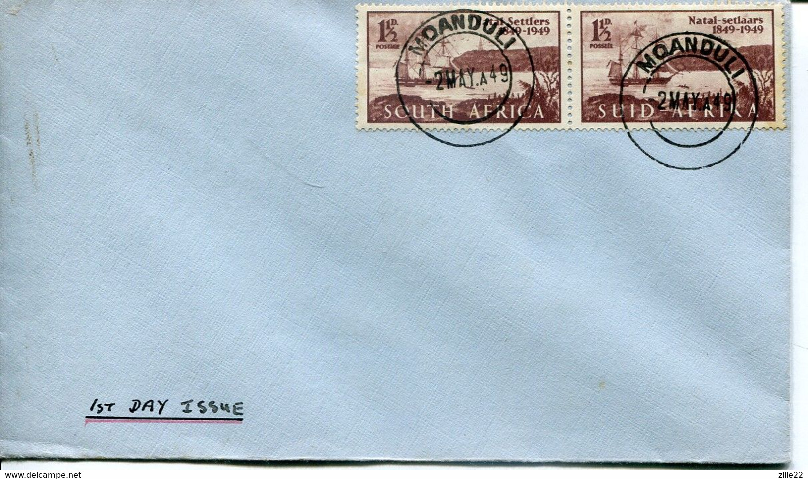 South Africa Südafrika Mi# 209-10 Used On Letter -  Natal Settlers Ship - FDC