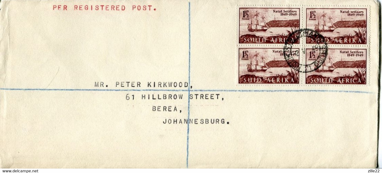 South Africa Südafrika Mi# 209-10 Used On Letter -  Natal Settlers Ship - FDC