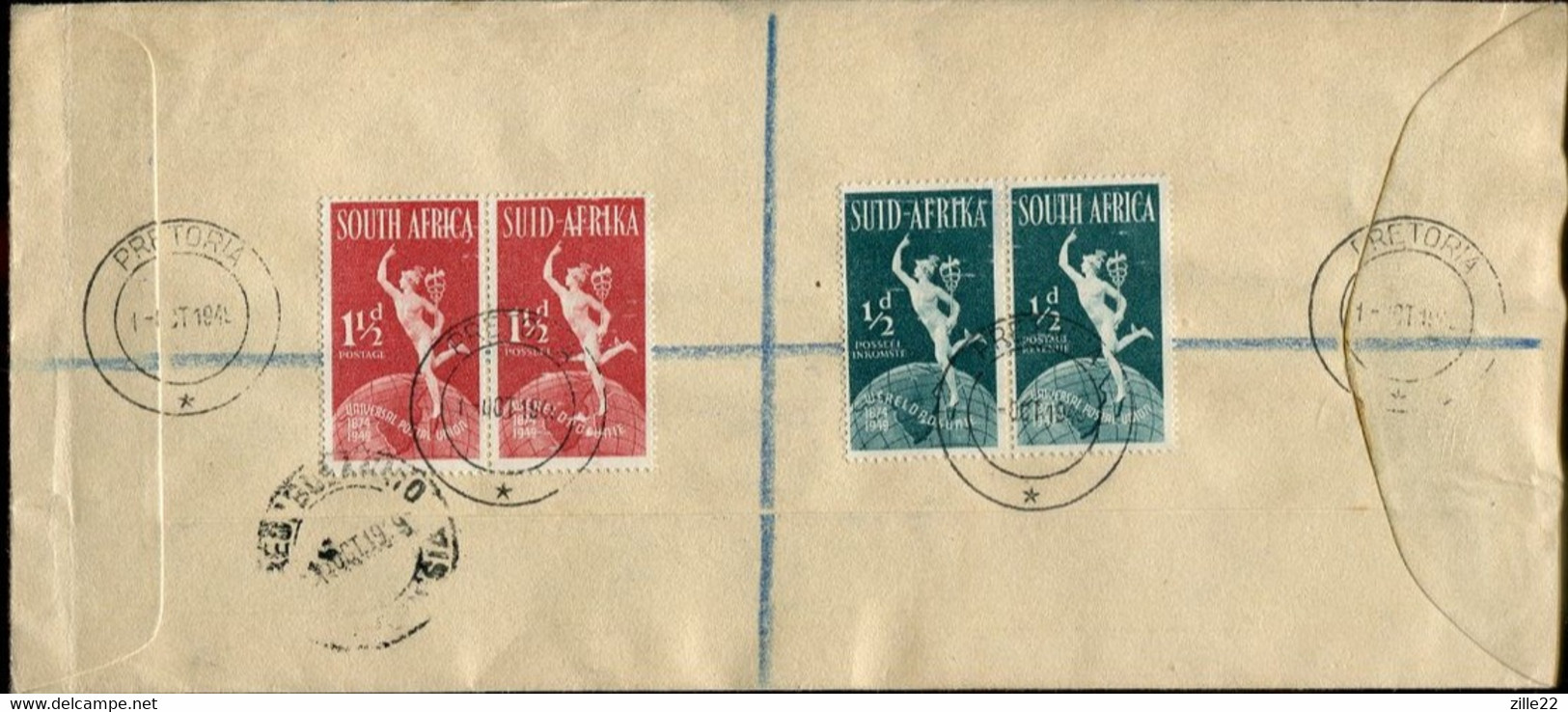 South Africa Südafrika Mi# 211-6 Used On Letter -  UPU 1949 - FDC