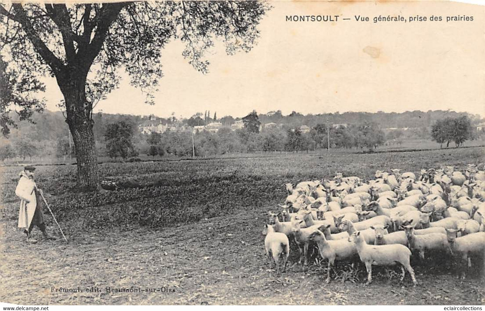 Monsoult       95       Vue Générale Prise Des Prairies.  Moutons Et Berger    (Voir Scan) - Montsoult