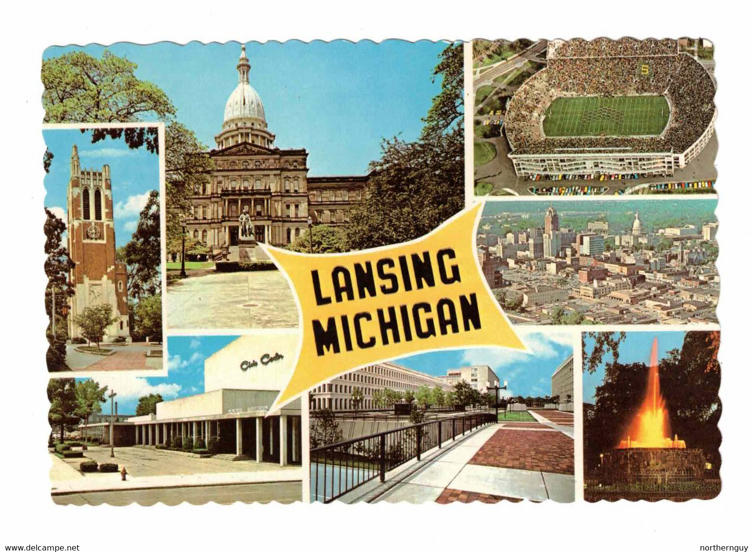 LANSING, Michigan, USA, Multi-Views Described On Back, Old 4X6 Chrome Postcard - Lansing