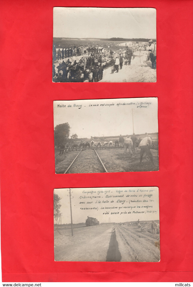 FRANCE 51 MARNE  GARE ST REMY +  OTHER VIEWS  BULIDING PARIS TO REIMS RAILWAY LINE      7 PHOTOGRAPHS        DEUX SCANS - Saint Remy En Bouzemont