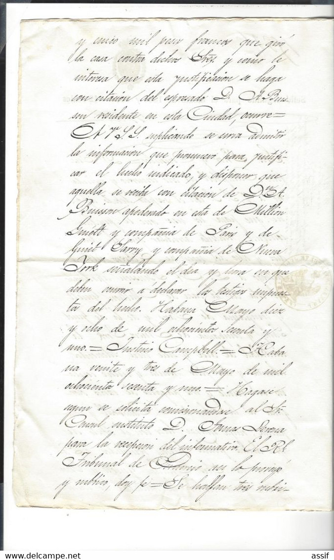 Maison Million Guiet & Cie Paris La Havane 1860 - 1861 Traduction En Espagnol Par J. Baeza Cachets Authent. Signatures - Sin Clasificación