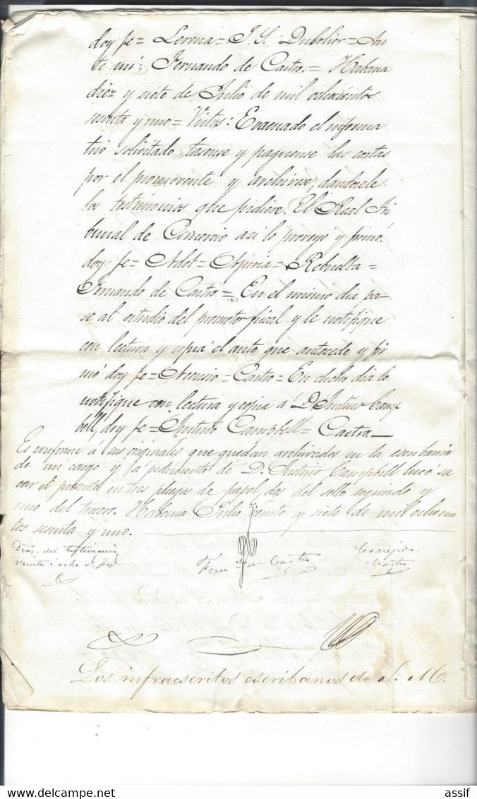 Maison Million Guiet & Cie Paris La Havane 1860 - 1861 Traduction En Espagnol Par J. Baeza Cachets Authent. Signatures - Unclassified