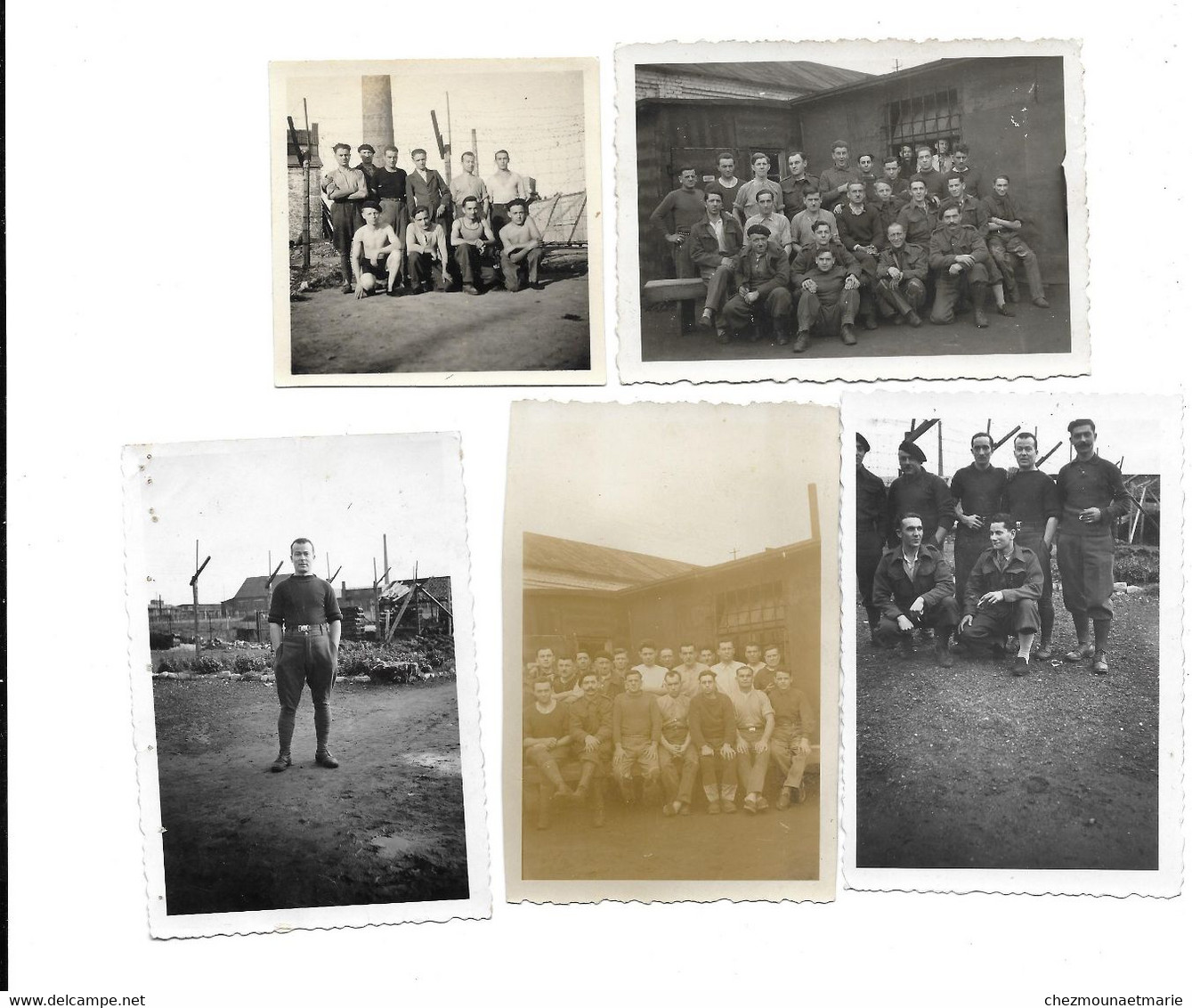 CAMP DE PRISONNIERS - DES MILITAIRES - LOT DE 5 PHOTOS - Guerra, Militari