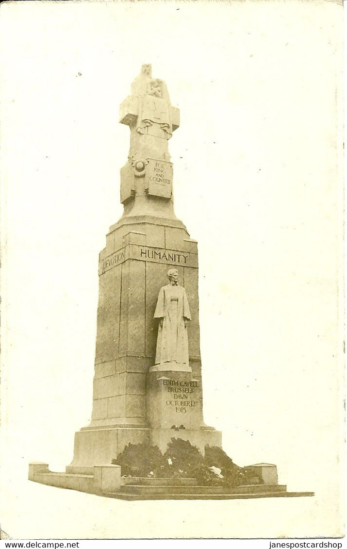 REAL PHOTOGRAPHIC POSTCARD - EDITH CAVELL MONUMENT LONDON - MILITARY - Autres & Non Classés