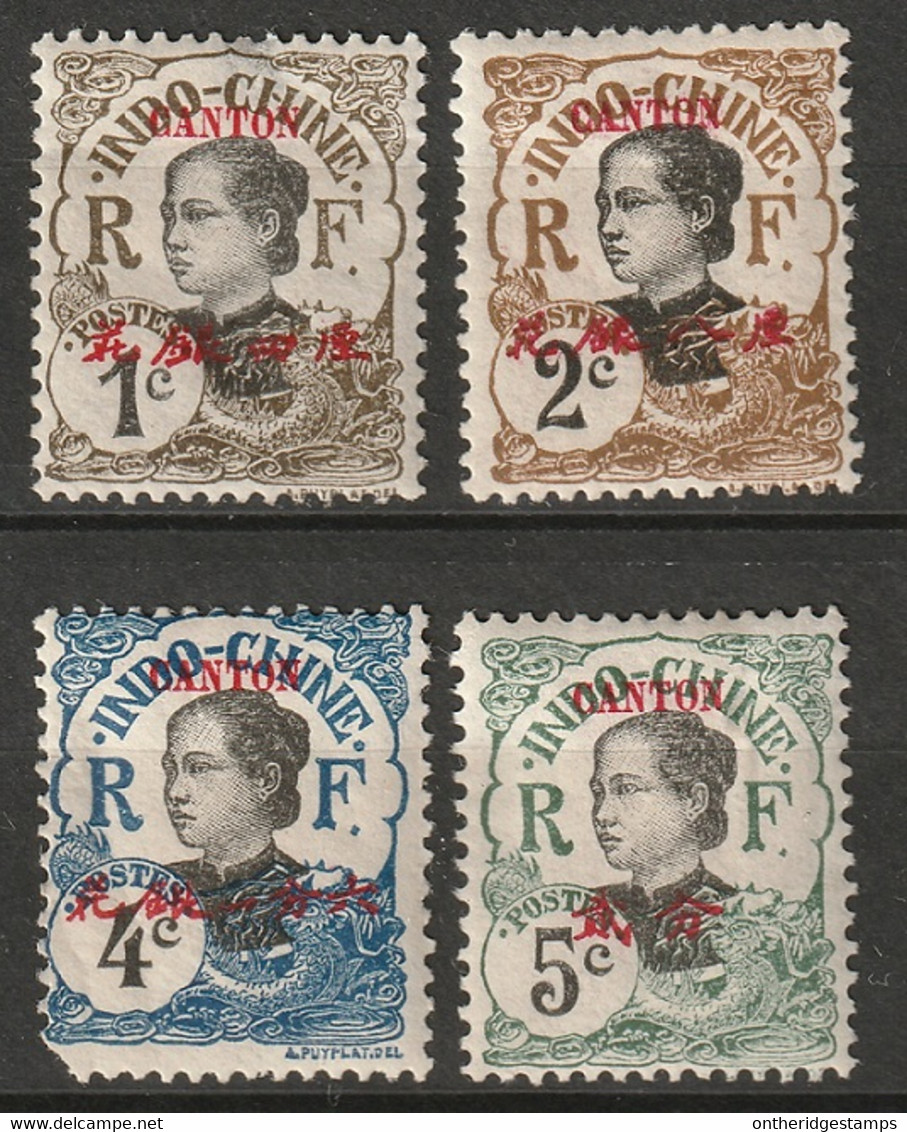 French Offices Canton 1908 Sc 48-51 Yt 50-3 MH* Some Disturbed Gum - Neufs