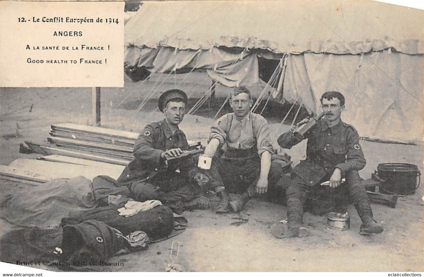 Thème  Militaria Guerre 14/18.    Angers 49.Place Larechefoucaud.   A La Santé De La France  (Voir Scan) - Weltkrieg 1914-18